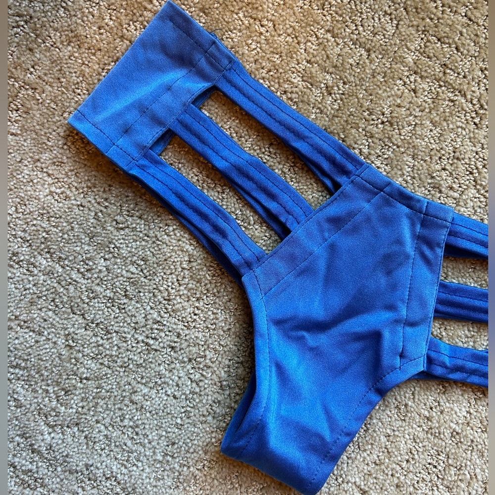 Blue Cut Out Rave Booty Shorts - Picture 2 of 2
